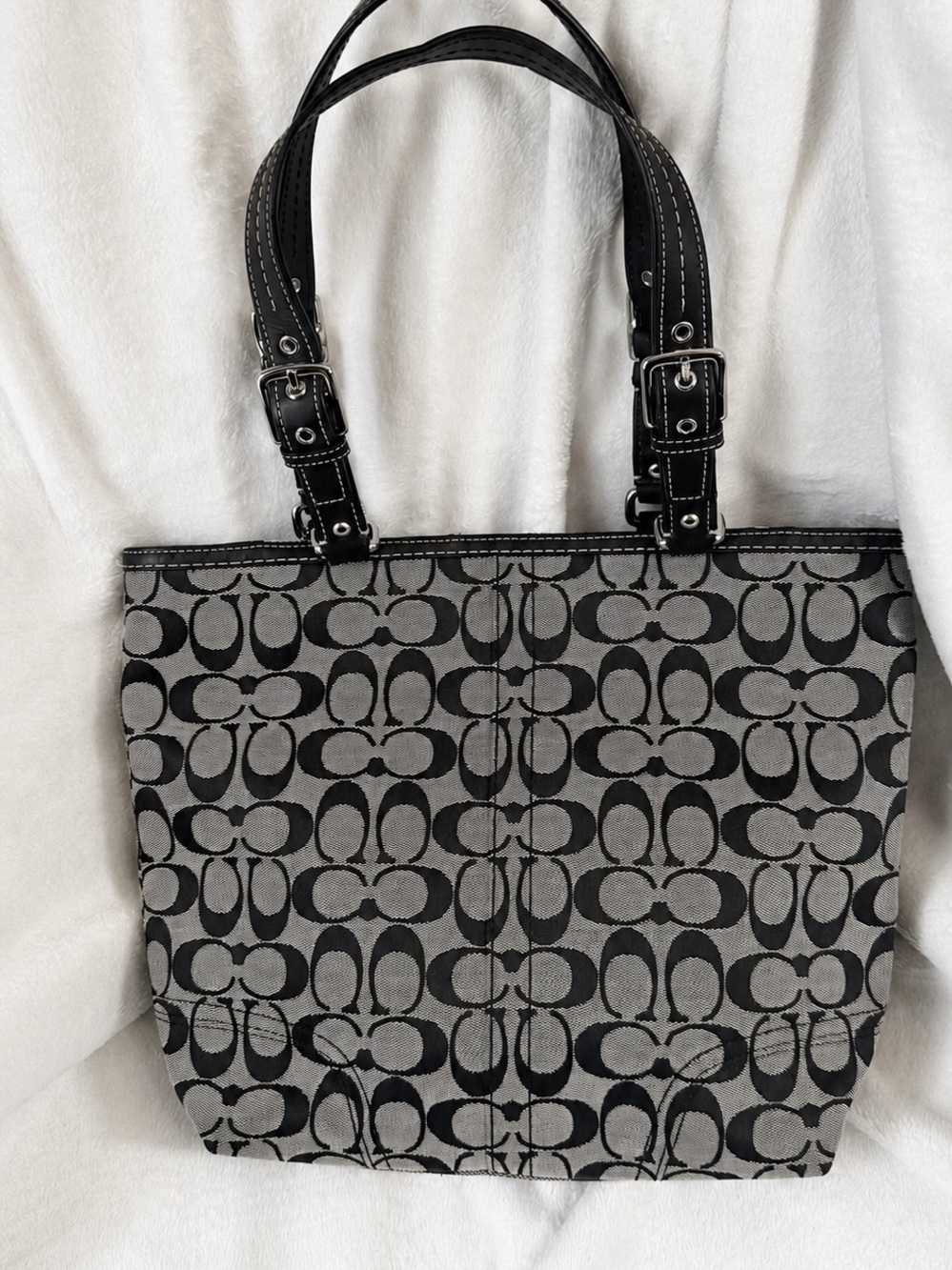 COACH プリーテッド ギャラリートート オプティックシグネチャー Y2K Coach Signature Gallery Tote Y2K vintage . Rare mint … - Gem